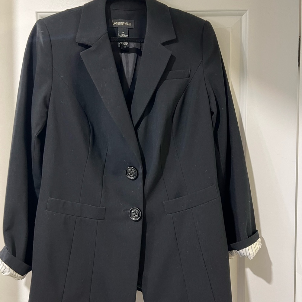 Black blazer with lined stripe cuff